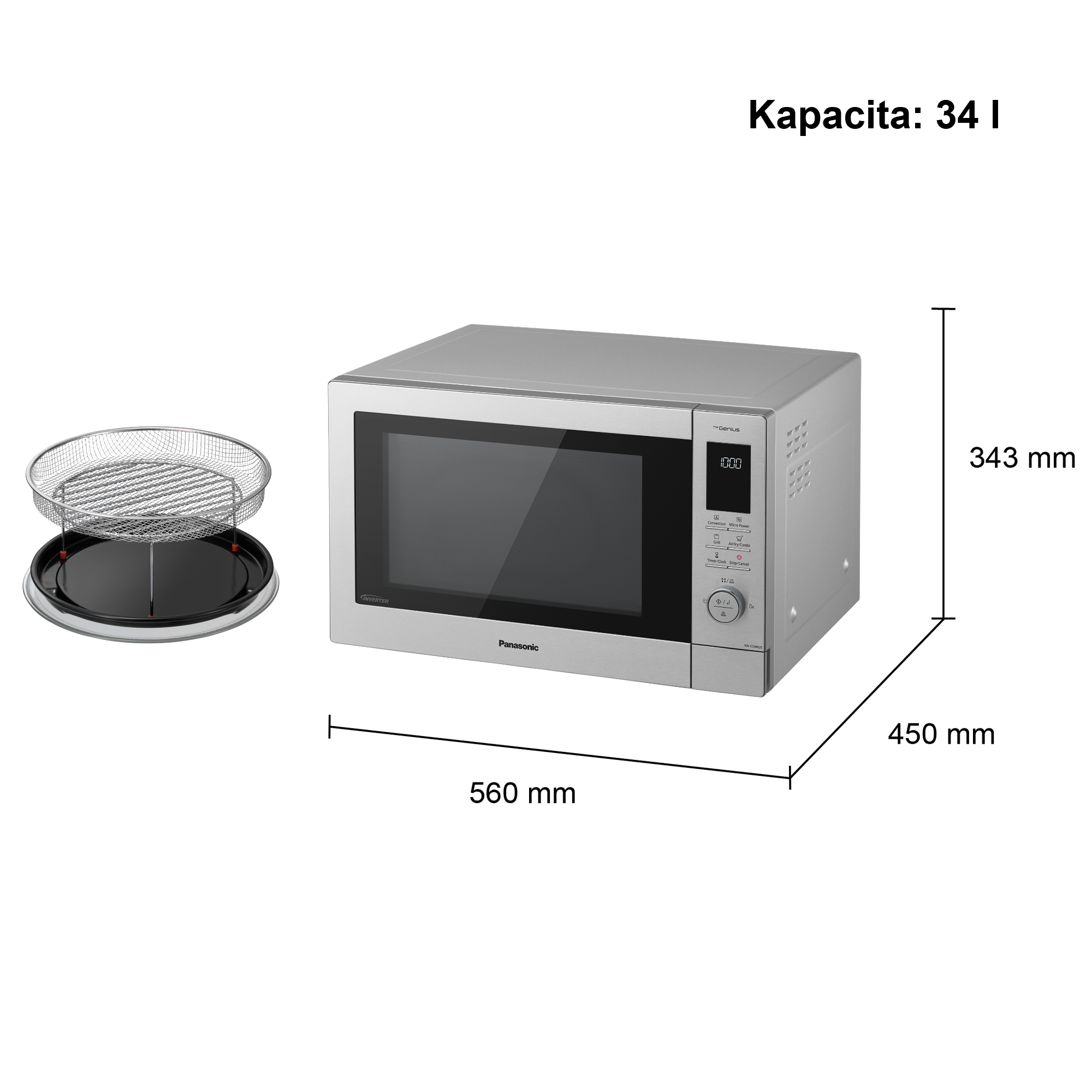 Foto Kombinovaná mikrovlnná trouba 4 v 1 s funkcí horkovzdušného fritování – NN-CD88QSEPG