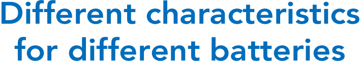 Different characteristics for different batteries
