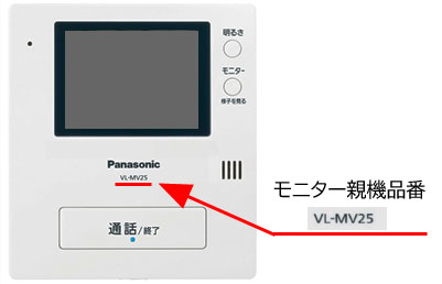 「Panasonic」ブランドロゴの下にモニター親機の品番が記載されています