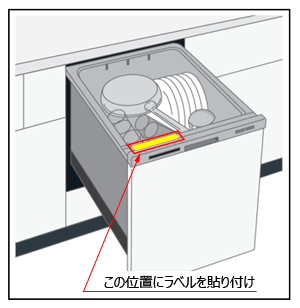 イラスト：上面操作部への製品本体ラベル貼り付け位置
