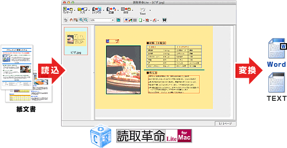 「読取革命Lite for Mac」の画面イメージ