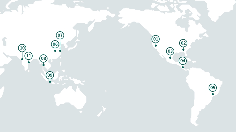 グローバル生産拠点の地図