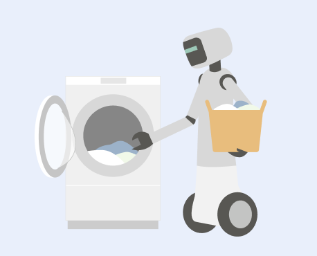 フィジカルAIを活用してロボットへ応用しているイメージのイラスト