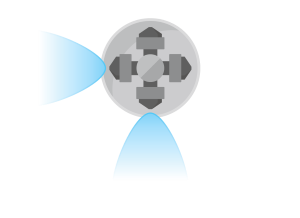 ミストが2方向に噴霧しているイラスト