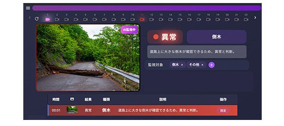 異常検知シーン 画面イメージ（倒木検知）