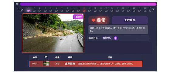 異常検知シーン 画面イメージ（土砂崩れ検知）