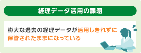 経理データ活用の課題（膨大な過去の経理データが活用しきれずに保管されたままになっている）