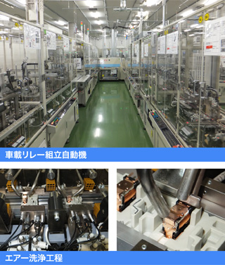 車載リレー組立自動機、エアー洗浄工程