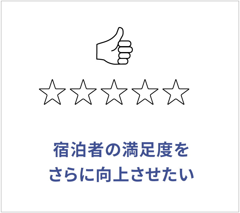 宿泊者の満足度をさらに向上させたい