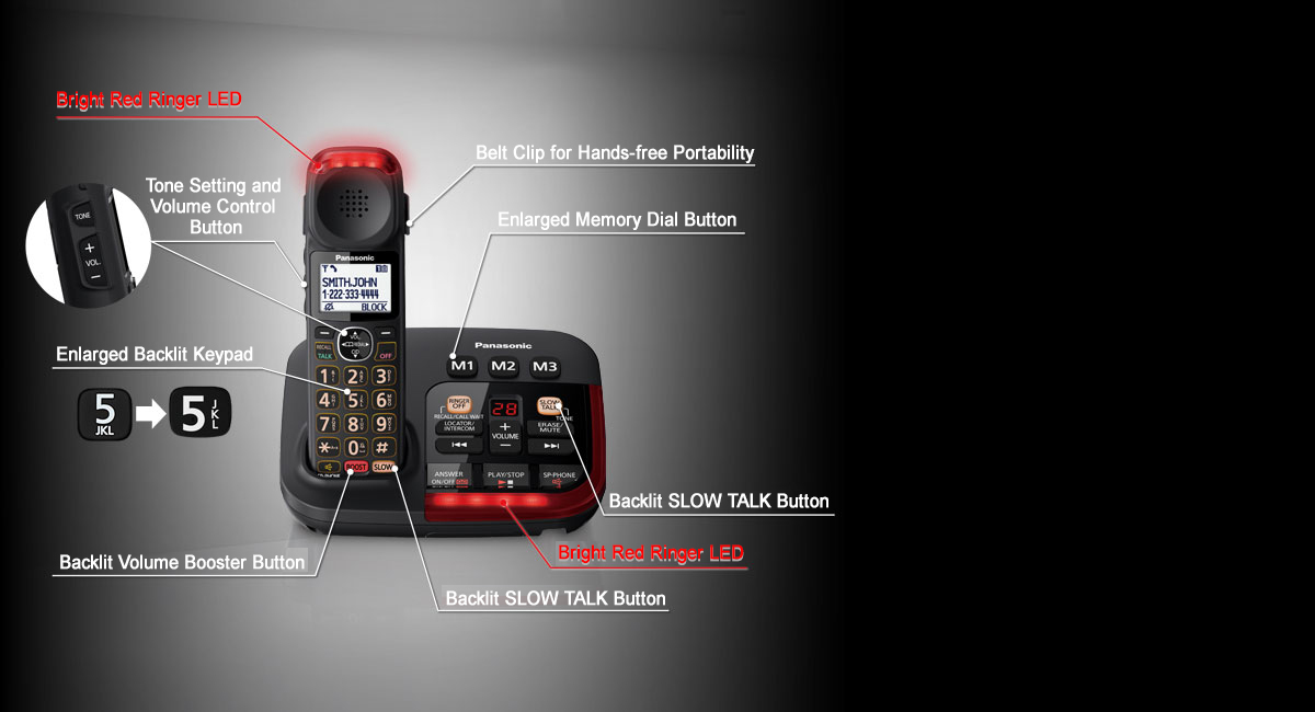 Amplified Cordless Telephone Digital Answering Machine Panasonic