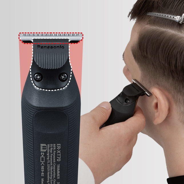 Close-up van de T-vormige Trimmer ER-XT70 voor het trimmen van bakkebaarden