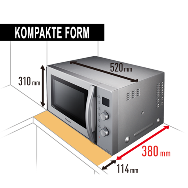 20 % mehr Platz auf der Arbeitsfläche dank oben eingebautem Lüfter