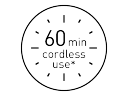 Up to 60 minutes of cordless usage