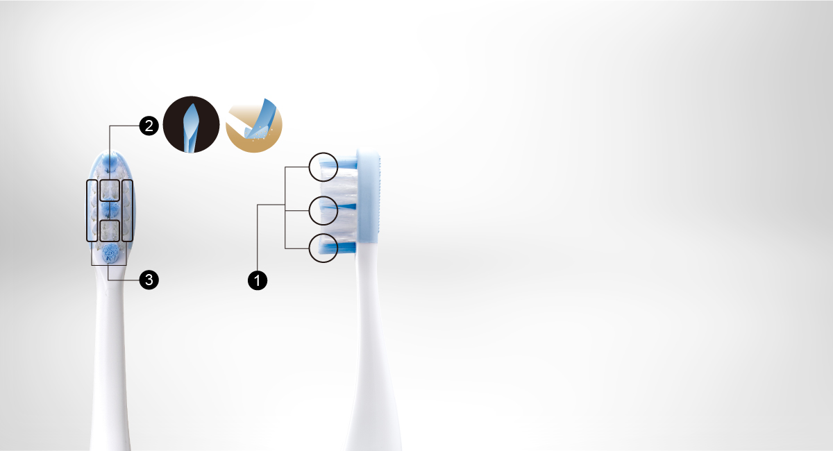 Brosse à trois têtes pour une meilleure hygiène bucco-dentaire
