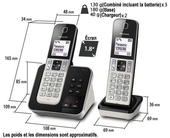 Téléphone KX-TGD323SLW