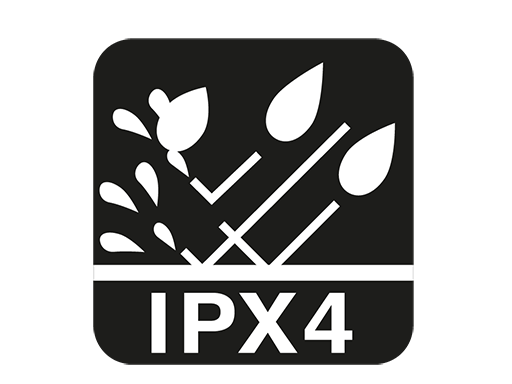 Spritzwassergeschützt gemäß IPX4