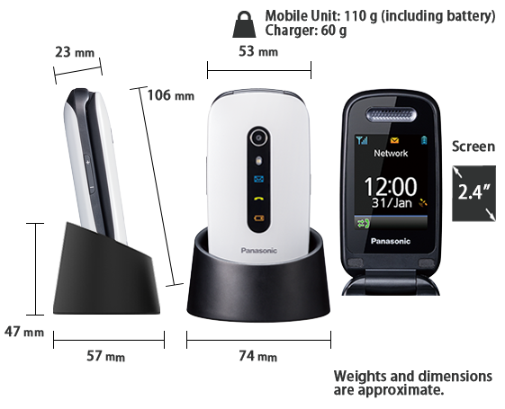 Téléphone portable facile d’utilisation KX-TU466EX