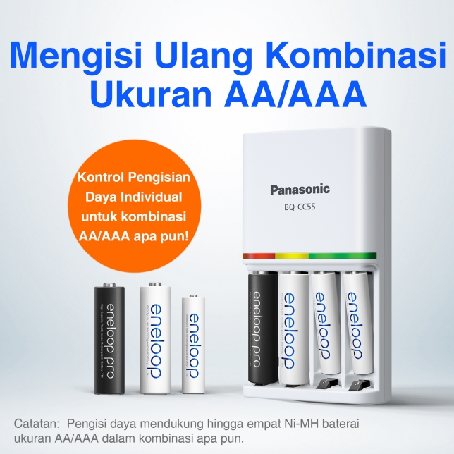 Mengisi Ulang Kombinasi Ukuran AA/AAA