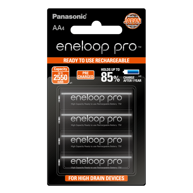 10 Panasonic eneloop pro AA High Capacity Ni-MH 2550mAh (Min. 2450mAh)  Pre-Charged Rechargeable Batteries + Free Battery Holder