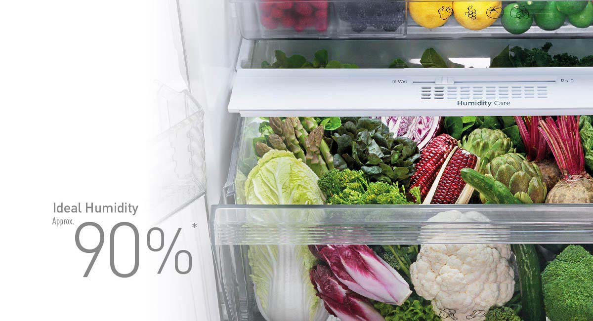 Controls humidity to keep vegetables fresh