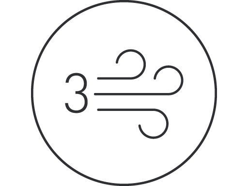 3 velocità del flusso d'aria