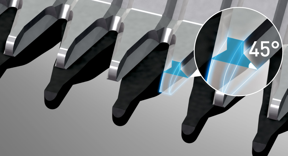 Taglio di precisione con lama a 45°