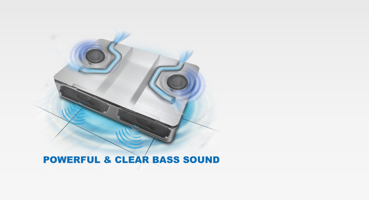 Due subwoofer integrati e Aero Stream Port
