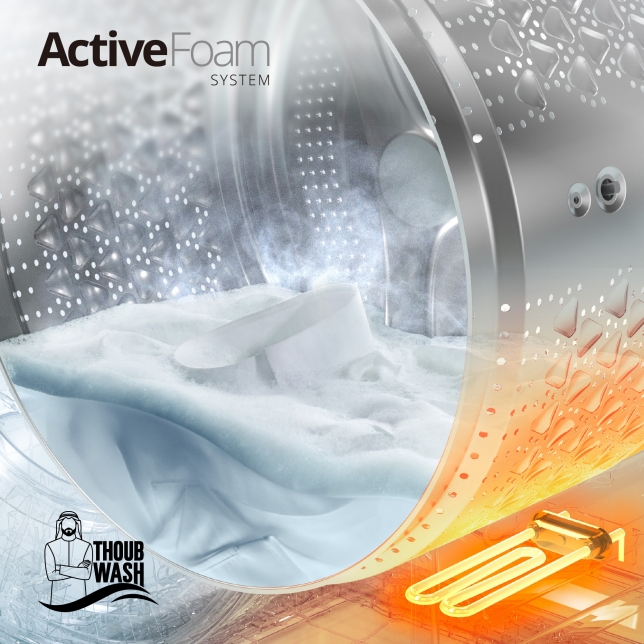 ماء دافئ بدرجة حرارة 40 درجة مئوية ورغوة غنية