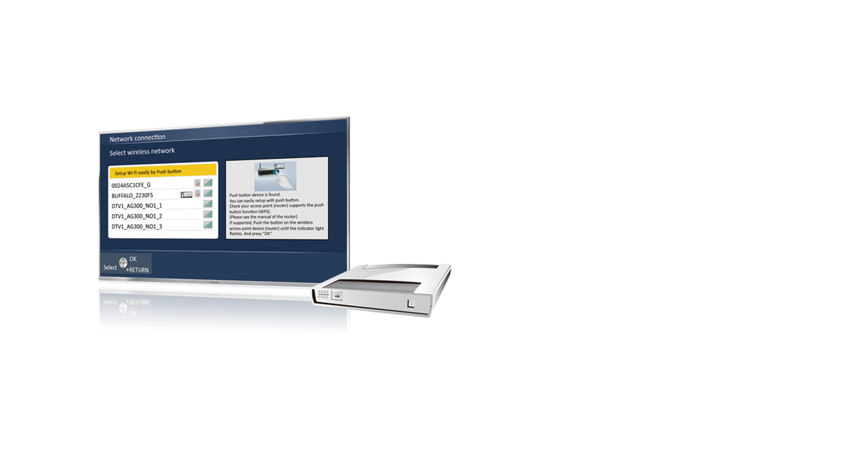 شبكة لاسلكية مدمجة / إعدادات اتصال شبكي سهلة
