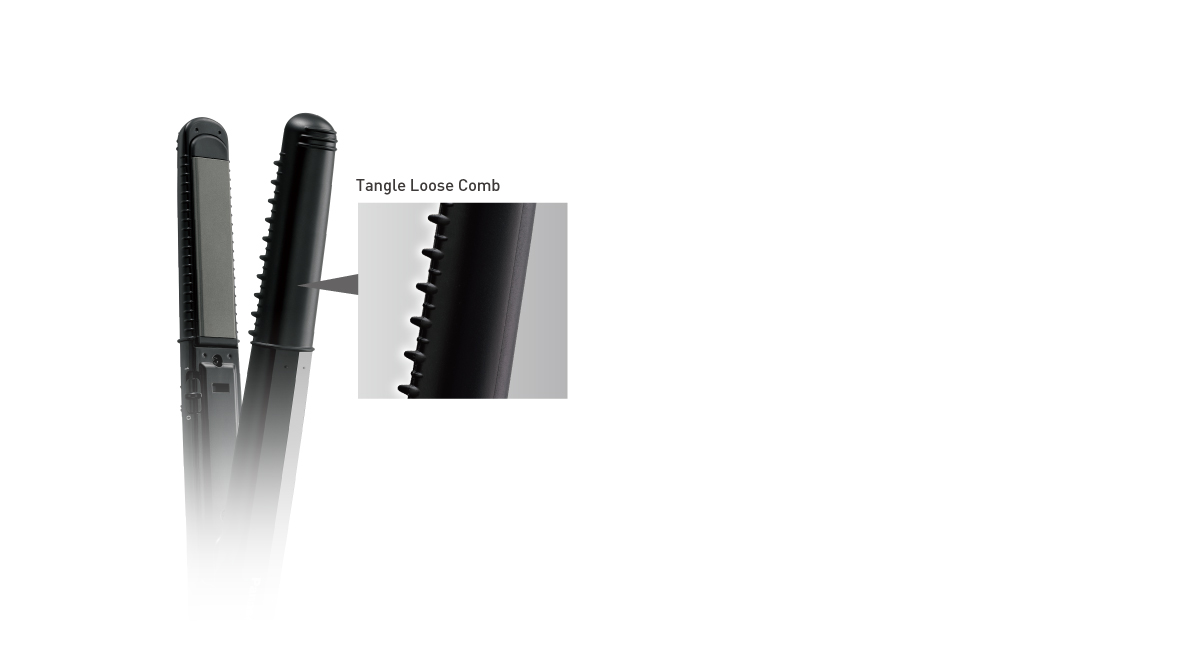 Plate with tangle loose comb
makes straight hair easy