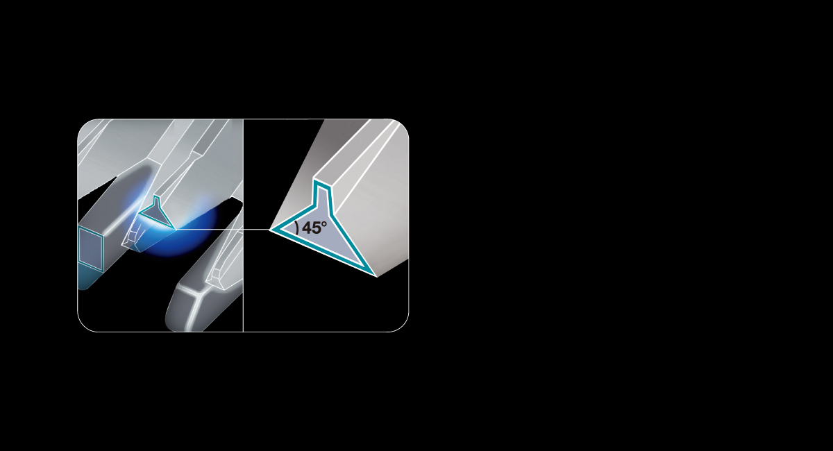 Precision cutting with a 45º edge