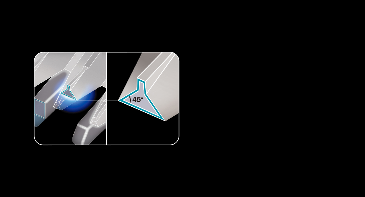 Precision cutting with a 45º edge 