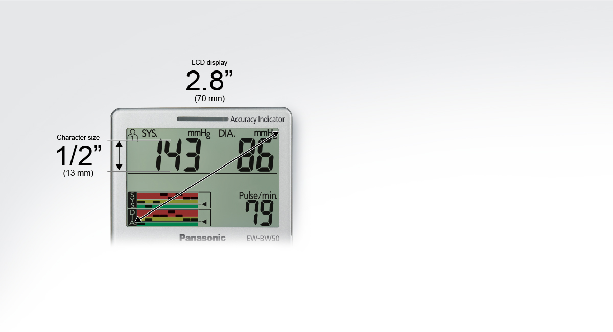 Extra-wide LCD display
for easy readings