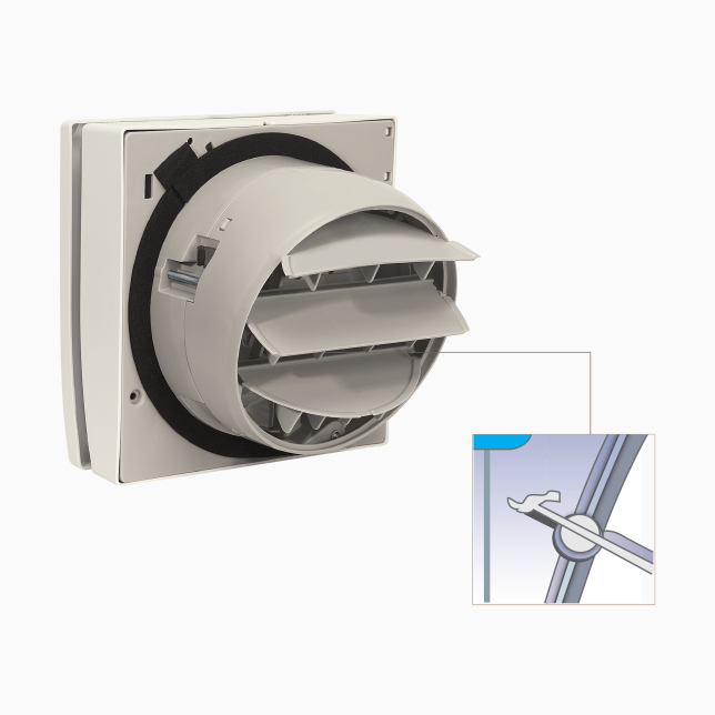 The high static pressure blade minimizes the effect of wind entering the unit during operation. The shutter design further prevents air backflow, maintaining reliable performance in windy conditions.