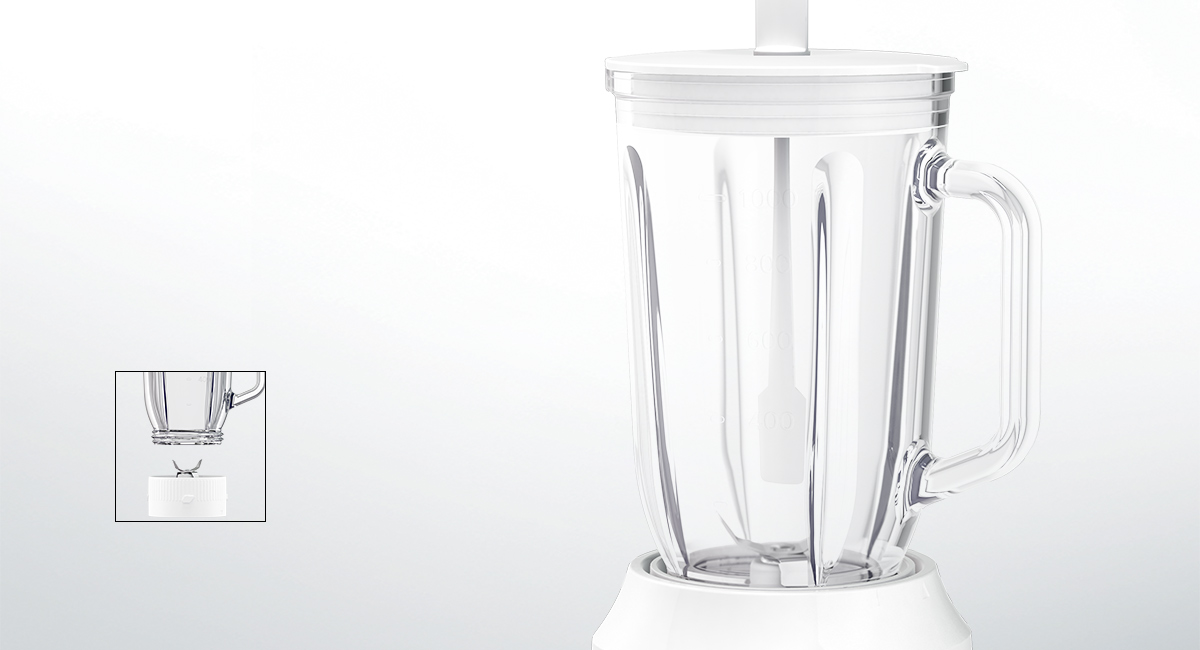 Easy-to-wash glass jugresists odors and stains.