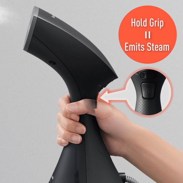 Ergonomically Designed. Simply Grip to Steam.