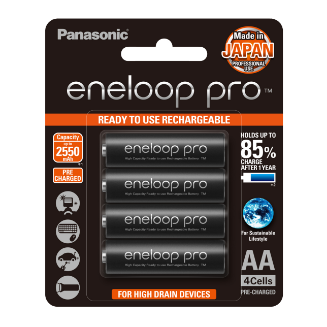 Photo of eneloop pro High Capacity AA Ni-MH Pre-Charged Rechargeable Batteries, 4-Pcs