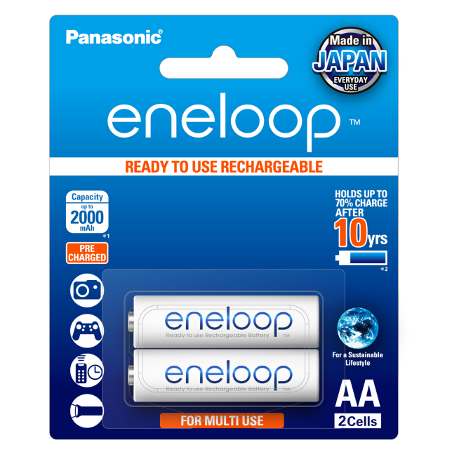 Photo of eneloop AA Ni-MH Pre-Charged Rechargeable Batteries, 2-Pcs