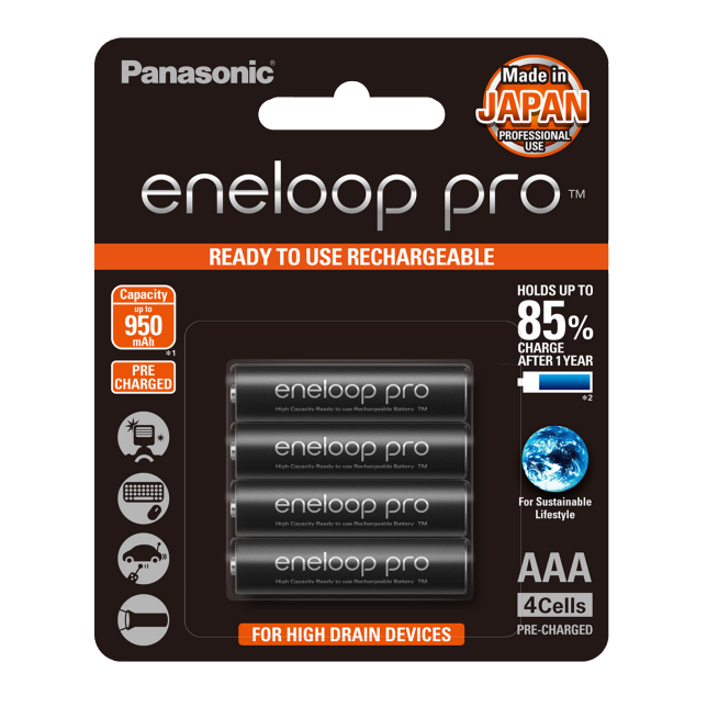 Photo of eneloop pro High Capacity AAA Ni-MH Pre-Charged Rechargeable Batteries, 4-Pcs