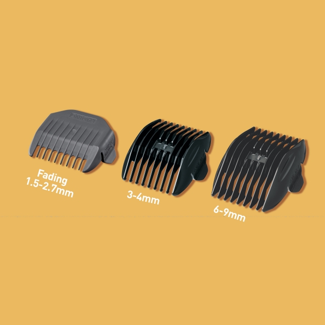 Versatile Length Setting with 3 Comb Attachments*