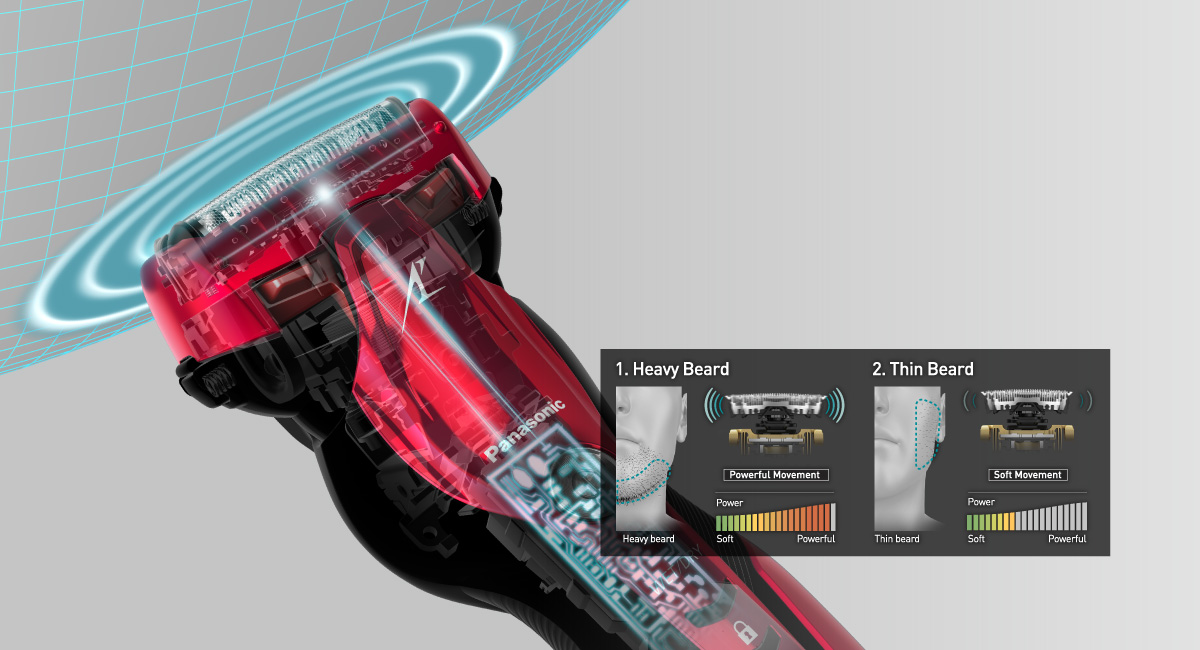 Shaving sensor detects beard density and control shaving power for gentle shaving