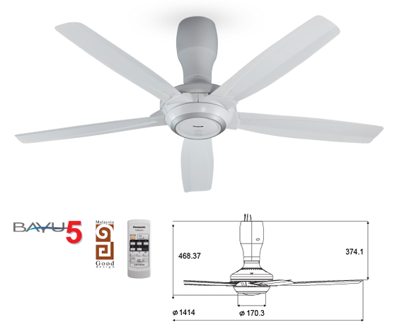 BAYU 4 Blade Ceiling Fan F-M14D9 WT (56")