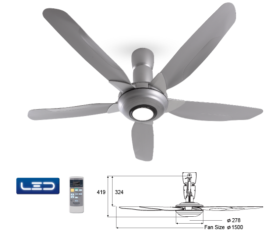 LED 5 Blade Ceiling Fan F-M15G2 (60")
