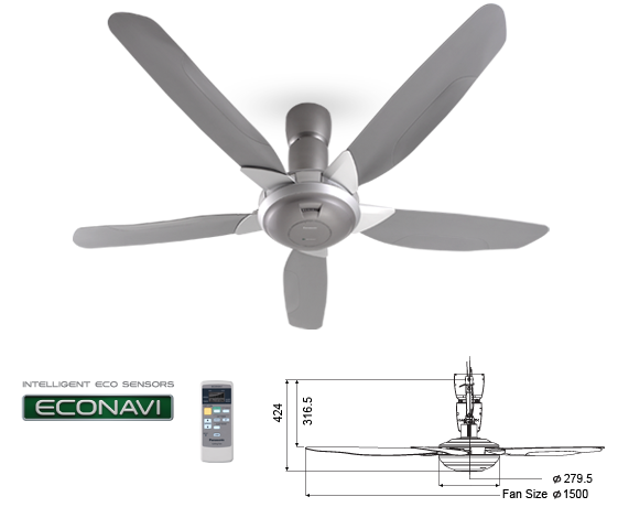 ECONAVI 5 Blade Ceiling Fan F-M15H2 (60")