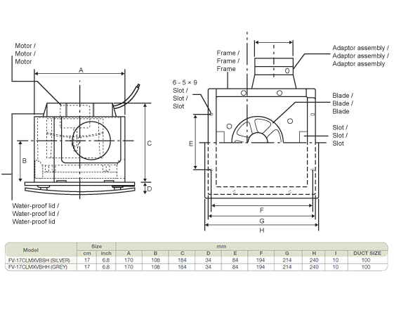 [DISCONTINUED] 17cm CEILING MOUNT SIROCCO FV-17CLMXVBSH/HH