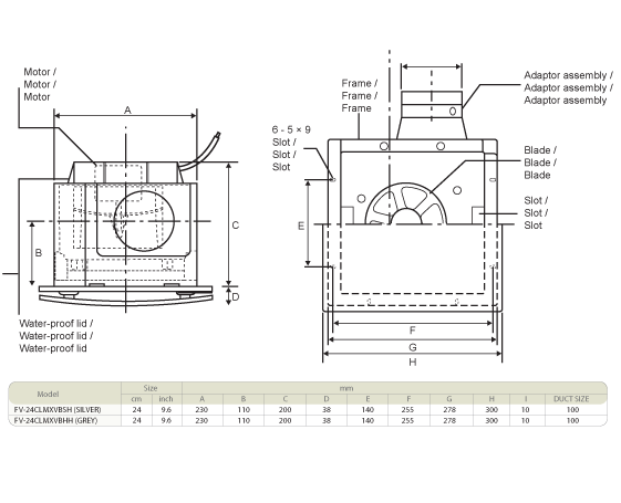 [DISCONTINUED] 24cm CEILING MOUNT SIROCCO FV-24CLMXVBHSH/HH