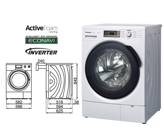 8kg ECONAVI Inverter Front Load Washing Machine NA-148VG4