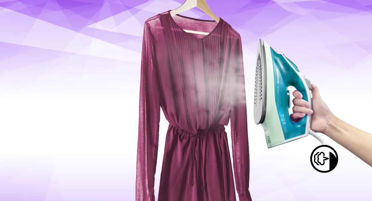 Remove wrinkles from hanging garments