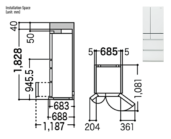 Premium 6-door refrigerator NR-F510GT-W7