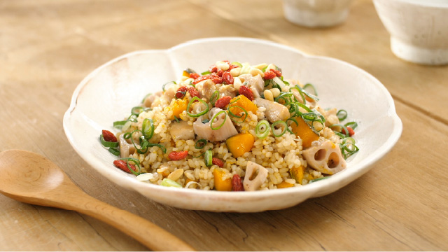 Mixed Rice with Pumpkin and Lotus Roots